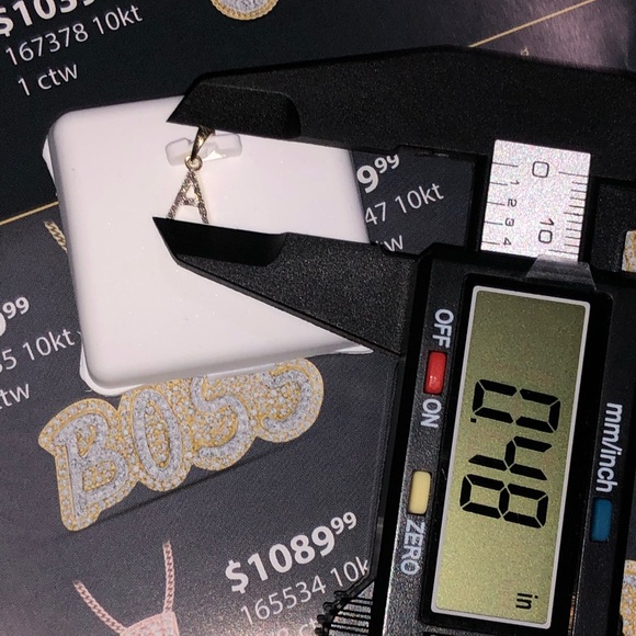 10k solid gold real genuine SI diamond Initial A pendant charm NOT PLATED NOT CZ - Picture 5 of 5